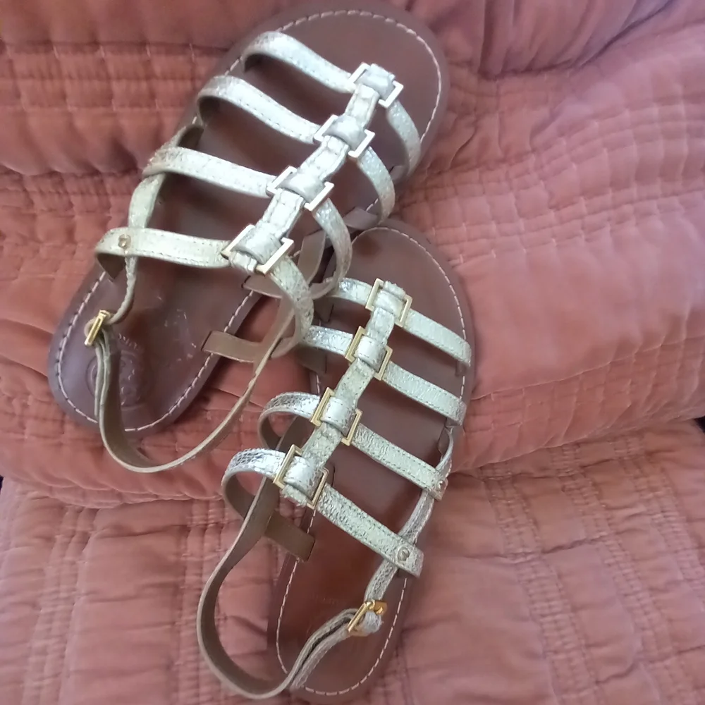 Tory Burch Metallic Gold Strappy Gladiator Sandals